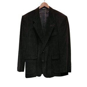 Vtg David Taylor Corduroy Sport Coat Blazer 44R Black Thick Cord 2-Button